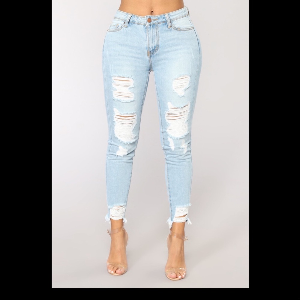 Fashion Nova ripped ankle jeans